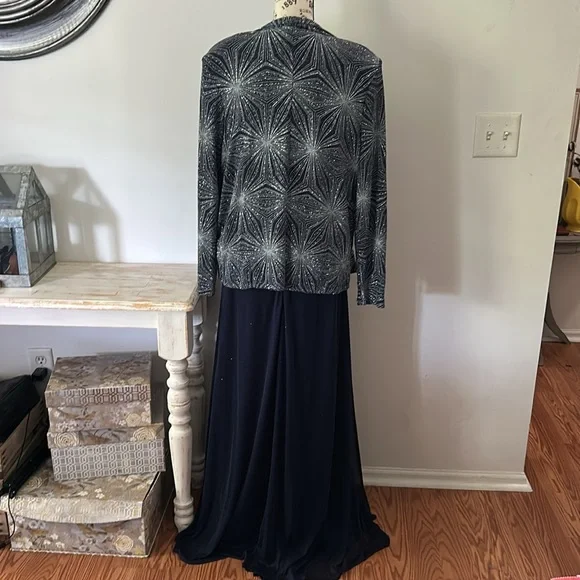 Cachet Metallic Burst Navy 2pc Dress Women's size 16 - Picture 6 of 9